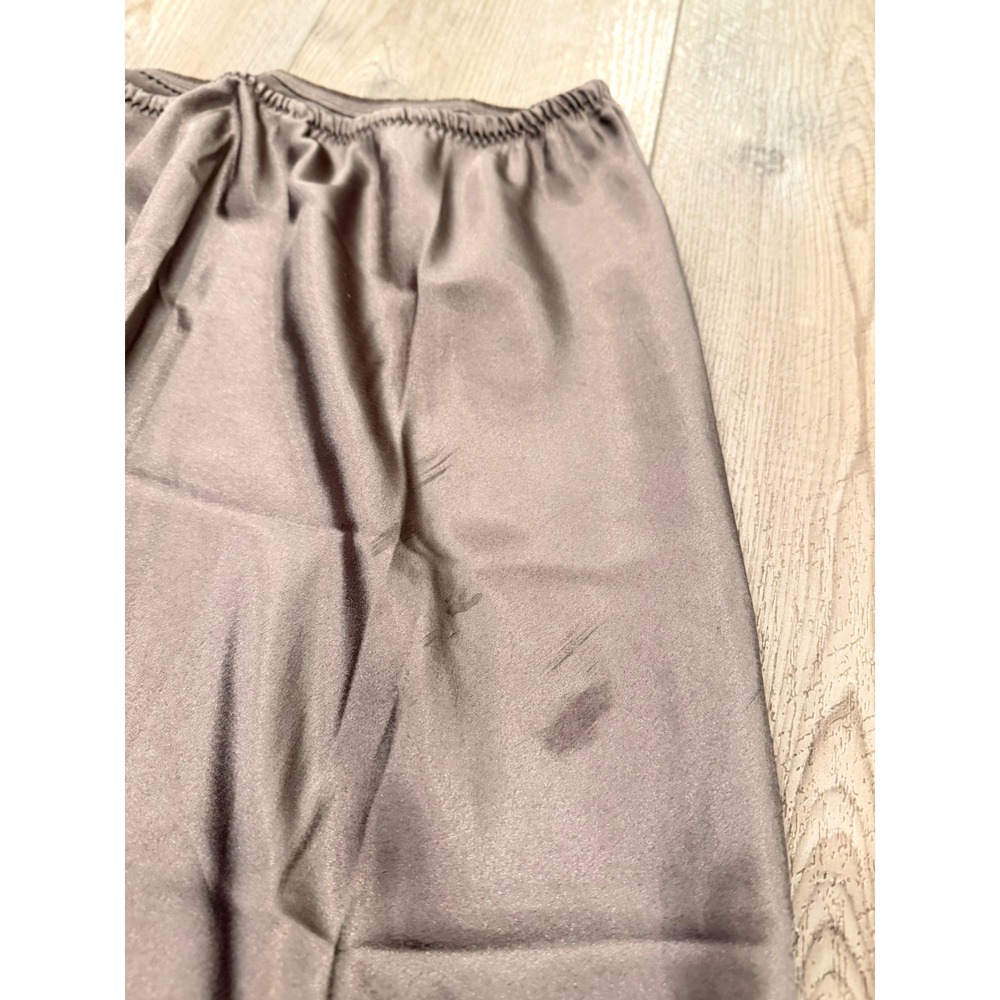 Christian Dior Vintage Taupe Satin Half Slip Lace Trim Side Slit Logo 25 Inch - Picture 6 of 14